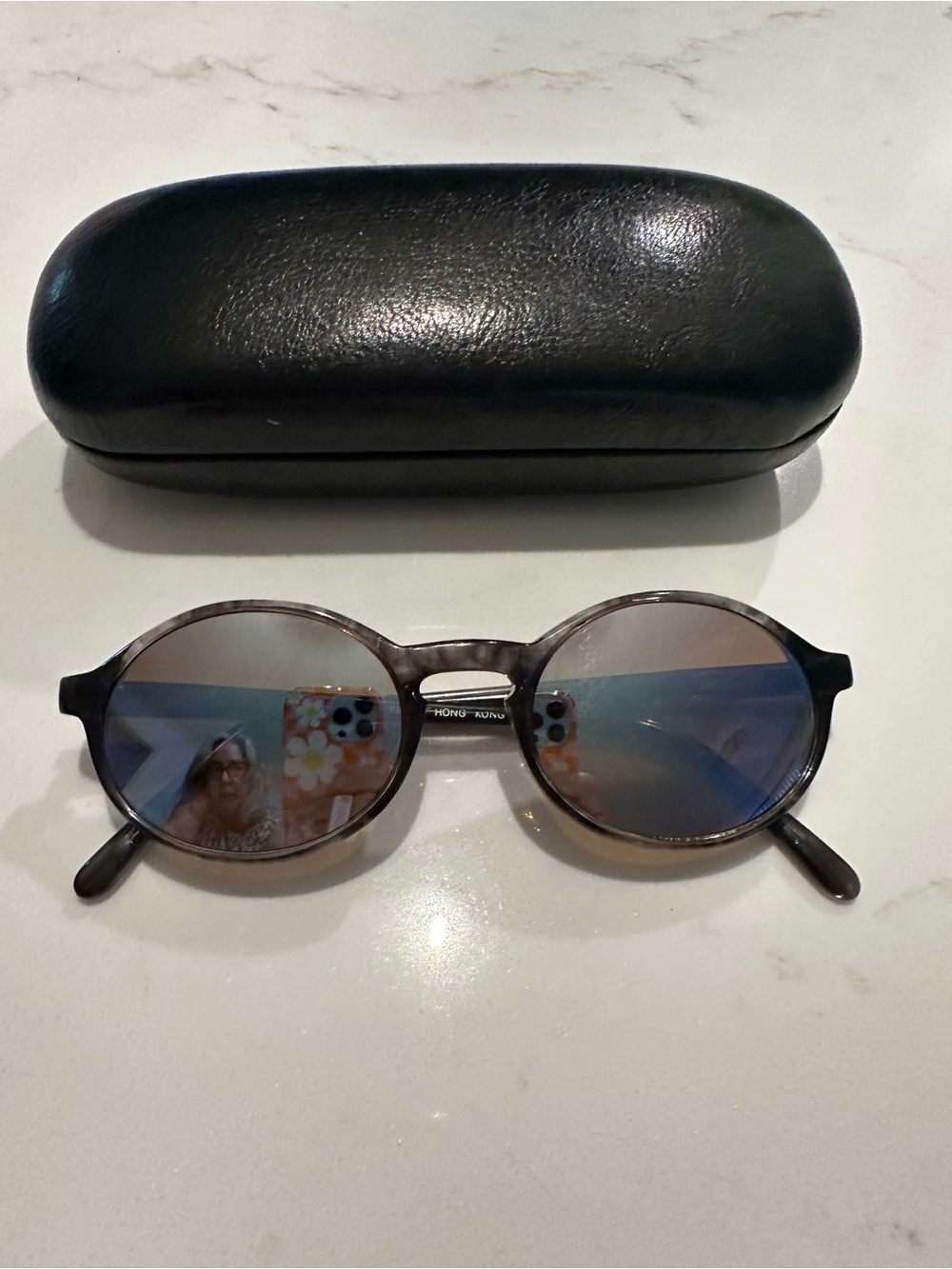 Vintage Revo 969/016 Oval Polarized Sunglasses Gray lenses blue mirror